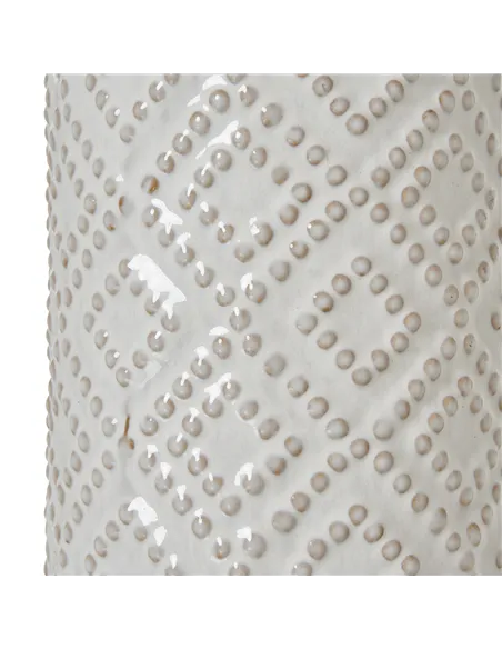 Hill Interiors White Beaded Ceramic Lamp With Linen Shade 23732
