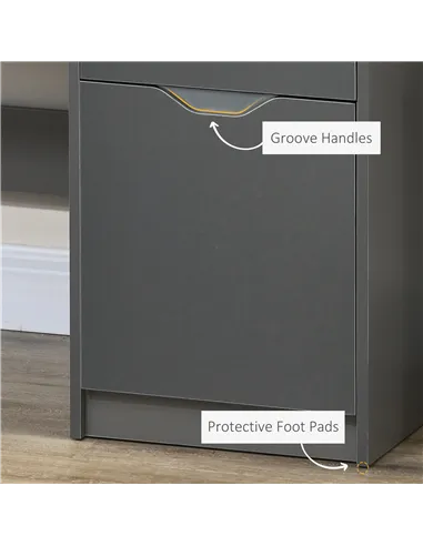 HOMCOM Computer Desk with Drawers, High Gloss Home Office Desk with Storage Cabinet, Study Workstation, 120 x 60cm, Grey