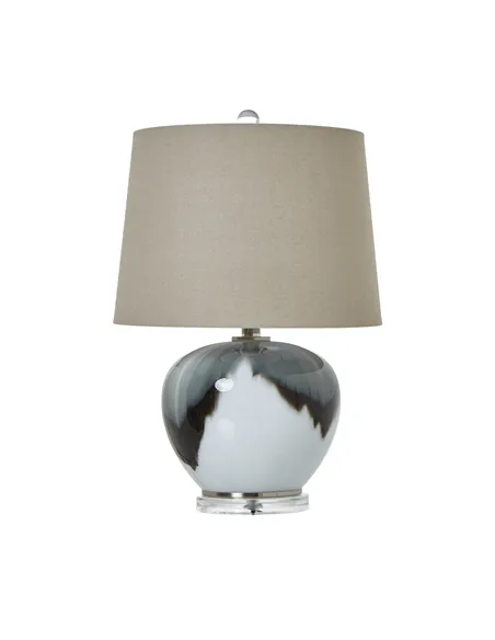 Hill Interiors Grey Glass Table Lamp With Linen Shade 23734