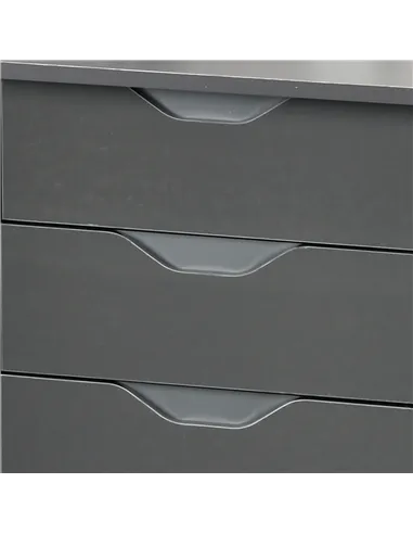 HOMCOM Computer Desk with Drawers, High Gloss Home Office Desk with Storage Cabinet, Study Workstation, 120 x 60cm, Grey