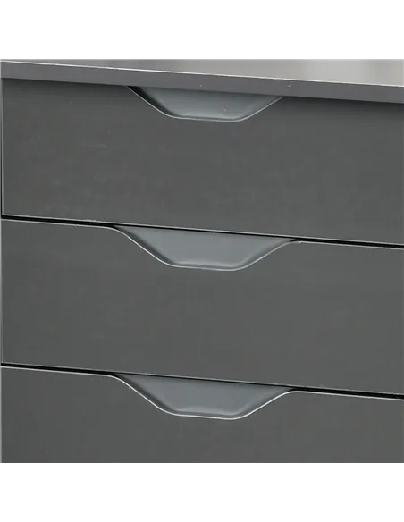 HOMCOM Computer Desk with Drawers, High Gloss Home Office Desk with Storage Cabinet, Study Workstation, 120 x 60cm, Grey