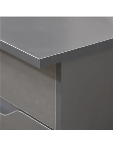 HOMCOM Computer Desk with Drawers, High Gloss Home Office Desk with Storage Cabinet, Study Workstation, 120 x 60cm, Grey