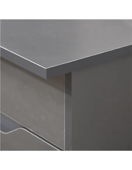 HOMCOM Computer Desk with Drawers, High Gloss Home Office Desk with Storage Cabinet, Study Workstation, 120 x 60cm, Grey