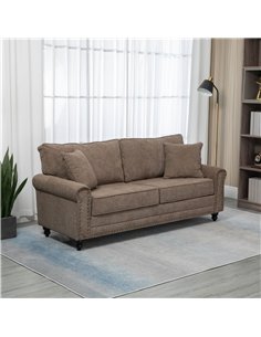 HOMCOM 3 Seater Sofa, Fabric Couch with Rubber Wood Legs, 3 Seater Settee with Extra Padded Cushions and Pillows for Living Room 2
