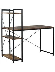 HOMCOM Reversible Computer Desk with Storage Shelves on Left or Right, Industrial Reversible Writing Desk for Home Office, Study