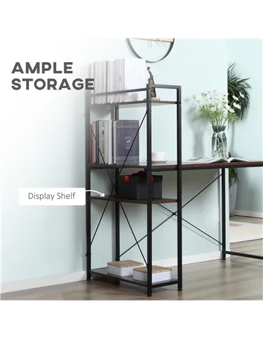 HOMCOM Reversible Computer Desk with Storage Shelves on Left or Right, Industrial Reversible Writing Desk for Home Office, Study