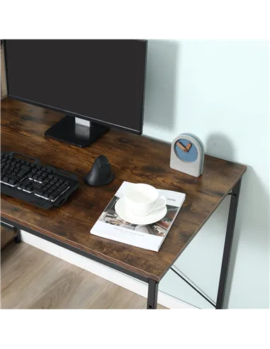 HOMCOM Reversible Computer Desk with Storage Shelves on Left or Right, Industrial Reversible Writing Desk for Home Office, Study