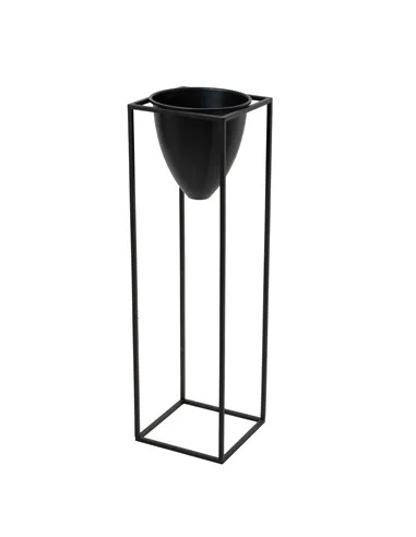 Hill Interiors Large Matt Black Bullet Planter On Black Frame 23086