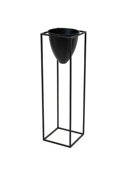 Hill Interiors Large Matt Black Bullet Planter On Black Frame 23086