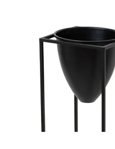 Hill Interiors Large Matt Black Bullet Planter On Black Frame 23086 2