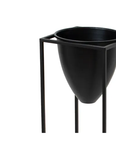 Hill Interiors Large Matt Black Bullet Planter On Black Frame 23086