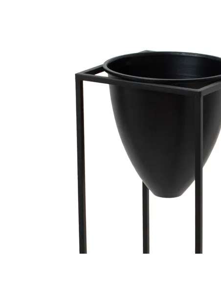 Hill Interiors Large Matt Black Bullet Planter On Black Frame 23086
