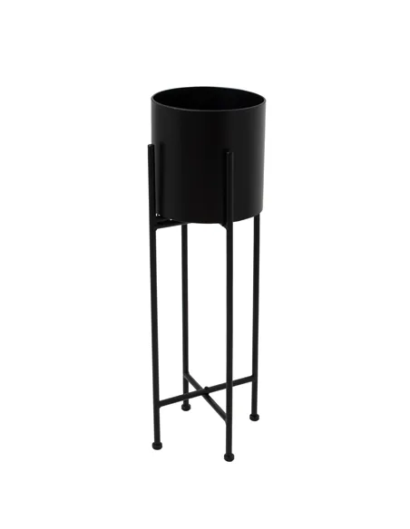 Hill Interiors Matt Black Cylindrical Planter On Black Frame 23093