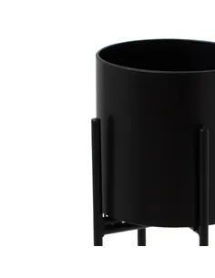 Hill Interiors Matt Black Cylindrical Planter On Black Frame 23093 2