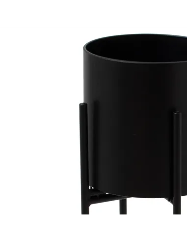 Hill Interiors Matt Black Cylindrical Planter On Black Frame 23093