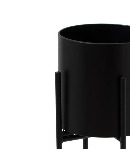 Hill Interiors Matt Black Cylindrical Planter On Black Frame 23093