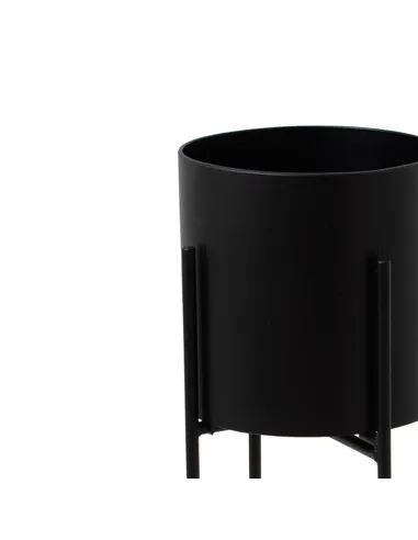 Hill Interiors Large Matt Black Cylindrical Planter On Black Frame 23094