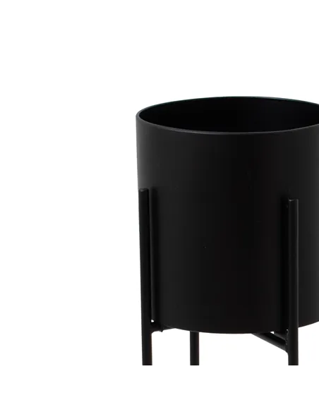 Hill Interiors Large Matt Black Cylindrical Planter On Black Frame 23094