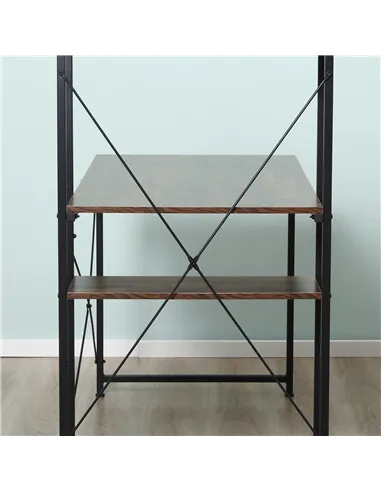 HOMCOM Reversible Computer Desk with Storage Shelves on Left or Right, Industrial Reversible Writing Desk for Home Office, Study