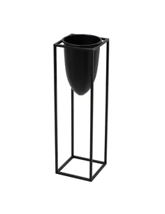 Hill Interiors Matt Black Bullet Planter On Black Frame 23095