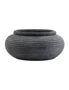 Hill Interiors Amalfi Grey Round Ribbed Planter 23292