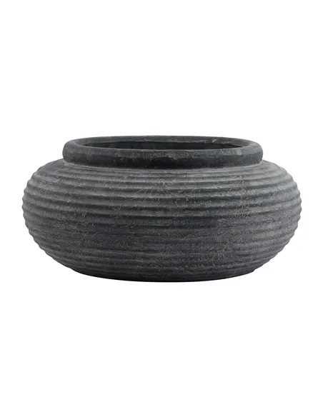 Hill Interiors Amalfi Grey Round Ribbed Planter 23292