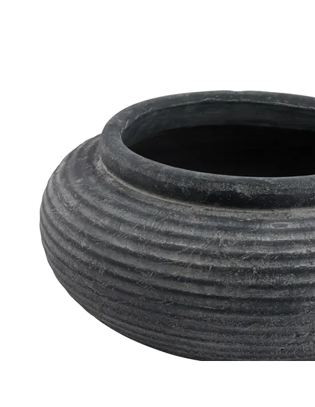 Hill Interiors Amalfi Grey Round Ribbed Planter 23292
