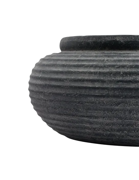 Hill Interiors Amalfi Grey Round Ribbed Planter 23292