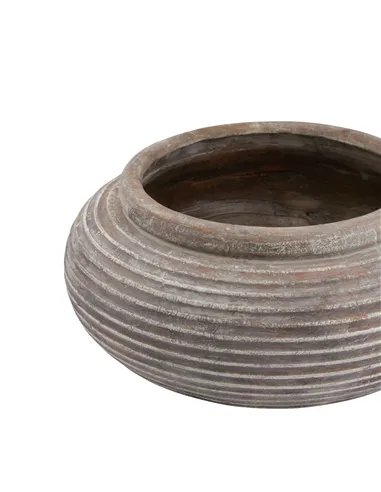 Hill Interiors Siena Brown Round Ribbed Planter 23293