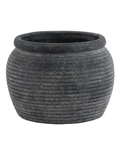 Hill Interiors Amalfi Grey Rimmed Large Plant Pot 23299