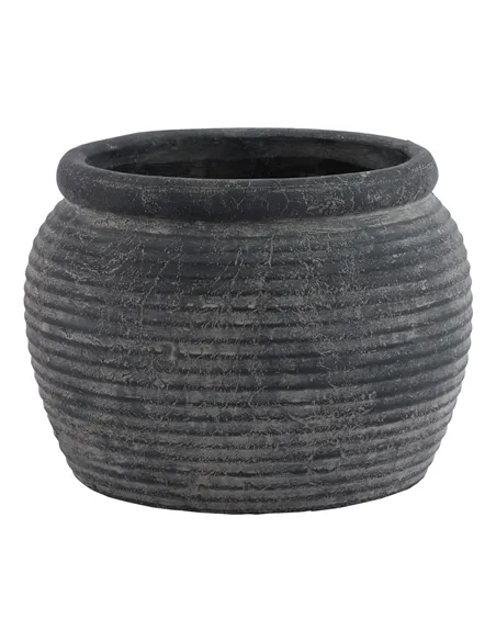 Hill Interiors Amalfi Grey Rimmed Large Plant Pot 23299
