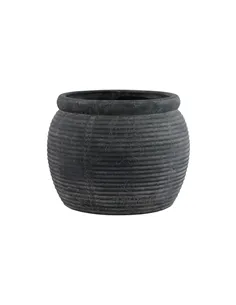 Hill Interiors Amalfi Grey  Rimmed Plant Pot 23300