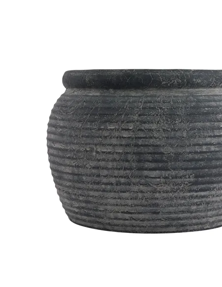 Hill Interiors Amalfi Grey  Rimmed Plant Pot 23300