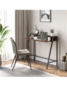 HOMCOM Writing Desk Computer Table Home Office PC Laptop Workstation Storage Shelf 100L x 45W cm Rustic Brown 2