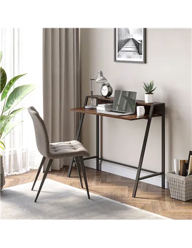 HOMCOM Writing Desk Computer Table Home Office PC Laptop Workstation Storage Shelf 100L x 45W cm Rustic Brown