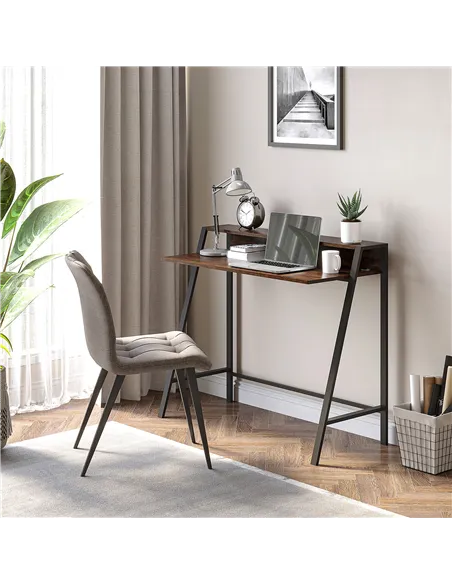 HOMCOM Writing Desk Computer Table Home Office PC Laptop Workstation Storage Shelf 100L x 45W cm Rustic Brown