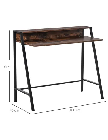 HOMCOM Writing Desk Computer Table Home Office PC Laptop Workstation Storage Shelf 100L x 45W cm Rustic Brown