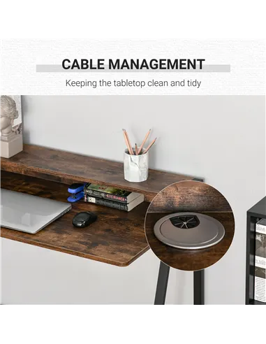 HOMCOM Writing Desk Computer Table Home Office PC Laptop Workstation Storage Shelf 100L x 45W cm Rustic Brown