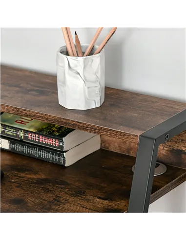 HOMCOM Writing Desk Computer Table Home Office PC Laptop Workstation Storage Shelf 100L x 45W cm Rustic Brown