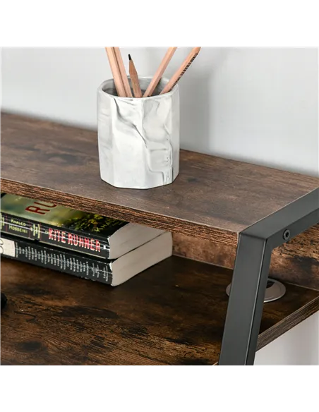 HOMCOM Writing Desk Computer Table Home Office PC Laptop Workstation Storage Shelf 100L x 45W cm Rustic Brown