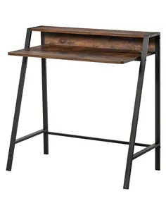 HOMCOM Writing Desk Computer Table Home Office PC Laptop Workstation Storage Shelf 84L x 45W cm Rustic Brown