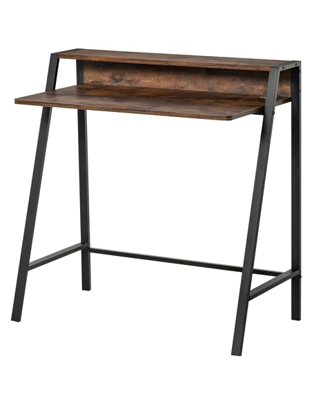 HOMCOM Writing Desk Computer Table Home Office PC Laptop Workstation Storage Shelf 84L x 45W cm Rustic Brown