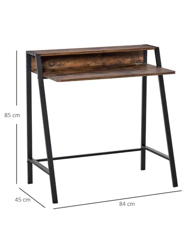 HOMCOM Writing Desk Computer Table Home Office PC Laptop Workstation Storage Shelf 84L x 45W cm Rustic Brown