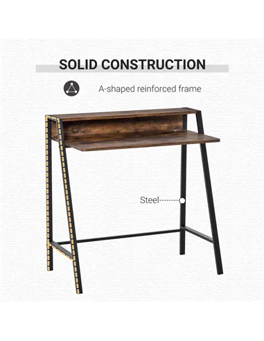 HOMCOM Writing Desk Computer Table Home Office PC Laptop Workstation Storage Shelf 84L x 45W cm Rustic Brown