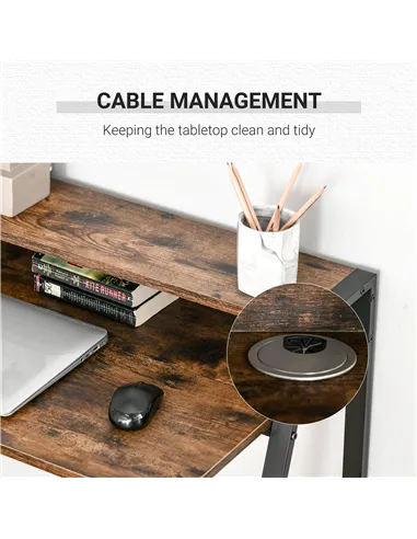 HOMCOM Writing Desk Computer Table Home Office PC Laptop Workstation Storage Shelf 84L x 45W cm Rustic Brown