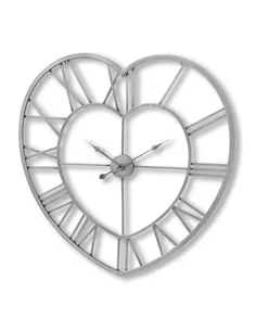 Hill Interiors Silver Heart Skeleton Wall Clock 17857