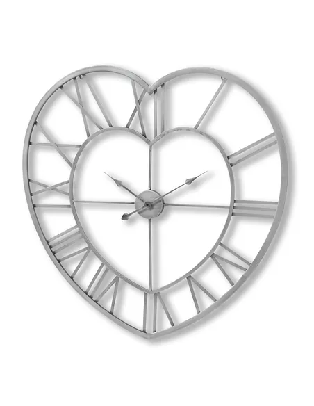 Hill Interiors Silver Heart Skeleton Wall Clock 17857