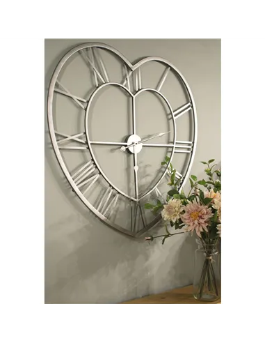 Hill Interiors Silver Heart Skeleton Wall Clock 17857