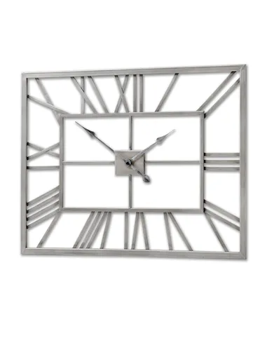 Hill Interiors Silver Rectangular Skeleton Wall Clock 17859