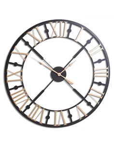 Hill Interiors Black And Gold Skeleton Clock 20795